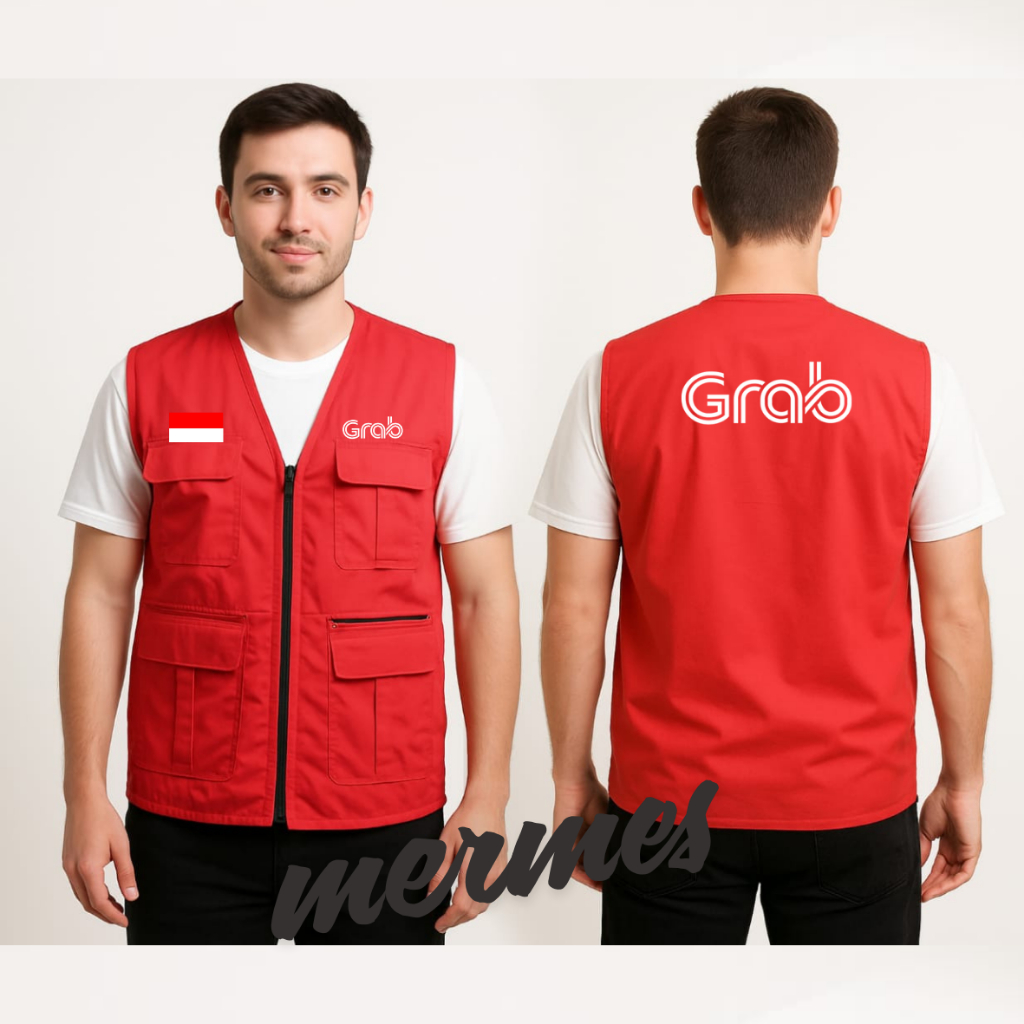 COD - Rompi Motor Pria Ojol Grab bahan anti air anti angin ready size Jumbo realpict Bisa CUstom/Req