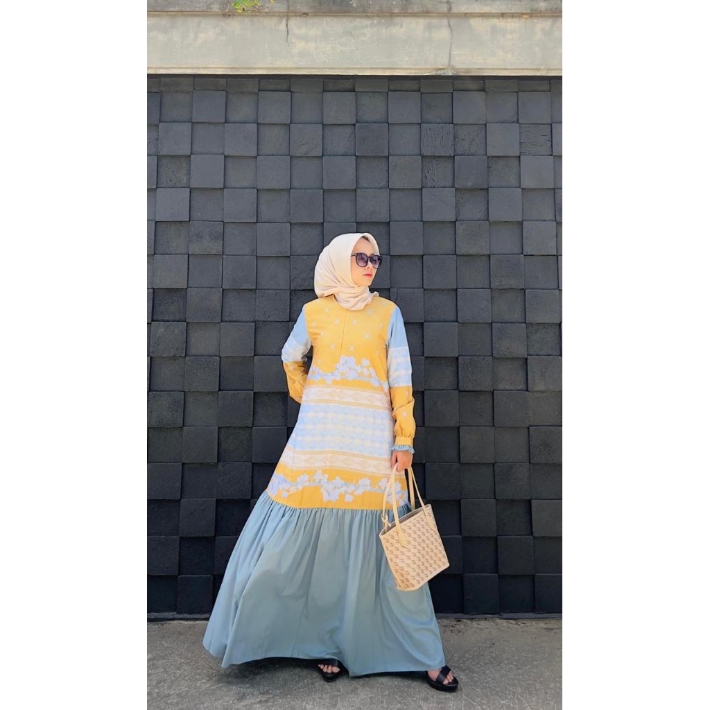 Dress Nadhira by zalifa✔️gamis motif, gamis zalifa, gamis lebaran
