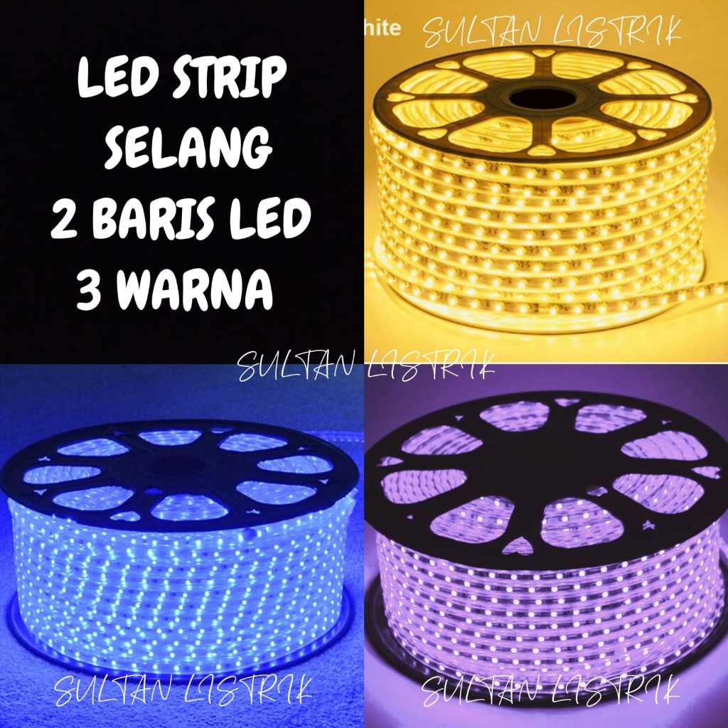 LAMPU LED STRIP SELANG 3 WARNA KUNING BIRU UNGU / PUTIH KUNING WARMWHITE PAKET PAKAI