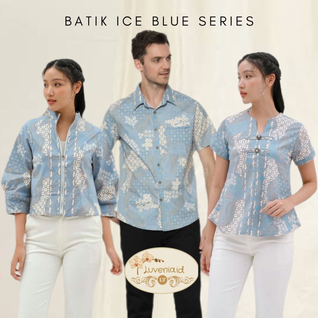 Batik ICE BLUE Series - Batik Modern / Batik Jumbo / Couple Batik / Seragam Batik / Blouse Batik / D