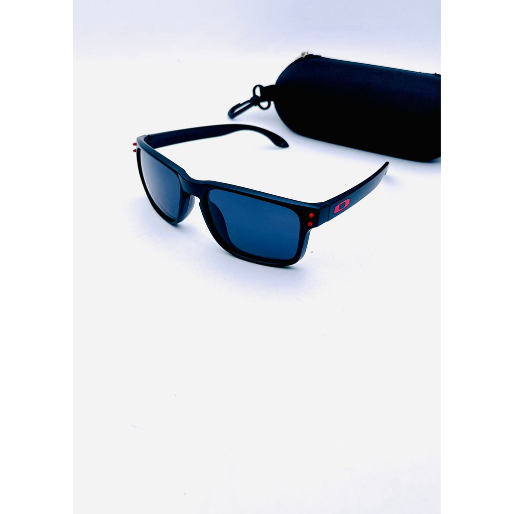 COD Grade Ori Kacamata Hitam Holbrook Hitam Logo Merah Lensa Polarized Pria