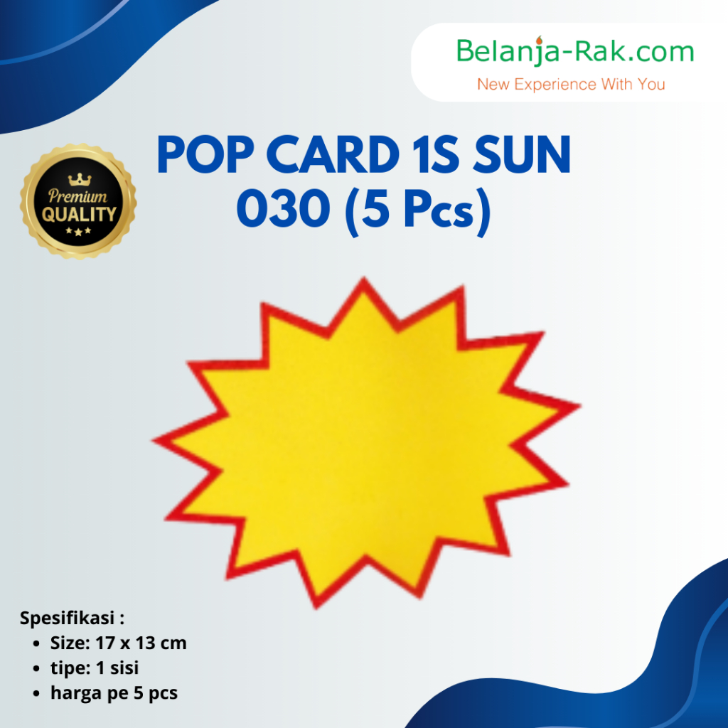 

Pop Card 1S Sun 030 Polos Kertas Promosi Polos 1 Paket isi 5pcs