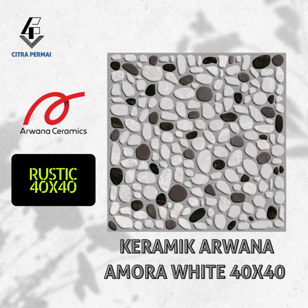 KERAMIK ARWANA AMORA WHITE 40X40 (RUSTIC KASAR) / KERAMIK RUMAH / KERAMIK MOTIF / KERAMIK BATU / KER