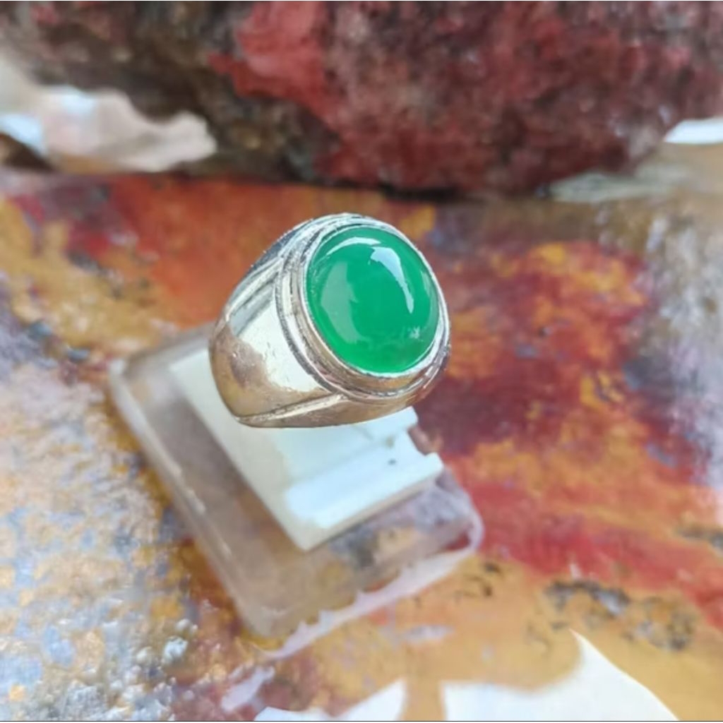 batu cincin hijau Garut giwang top natural akik ring kantoran minimalis 100%