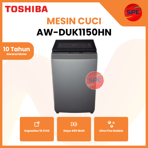 MESIN CUCI TOP LOADING TOSHIBA KAPASITAS 10.5 KG AW-DUK1150HN / AWDUK1150HN GARANSI RESMI (MEDAN)