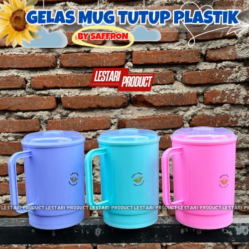 ( 6 PCS ) MUG TUTUP PLASTIK SAFFRON | GELAS TUTUP | CANGKIR TUTUP | GELAS PLASTIK | CANGKIR PLASTIK 