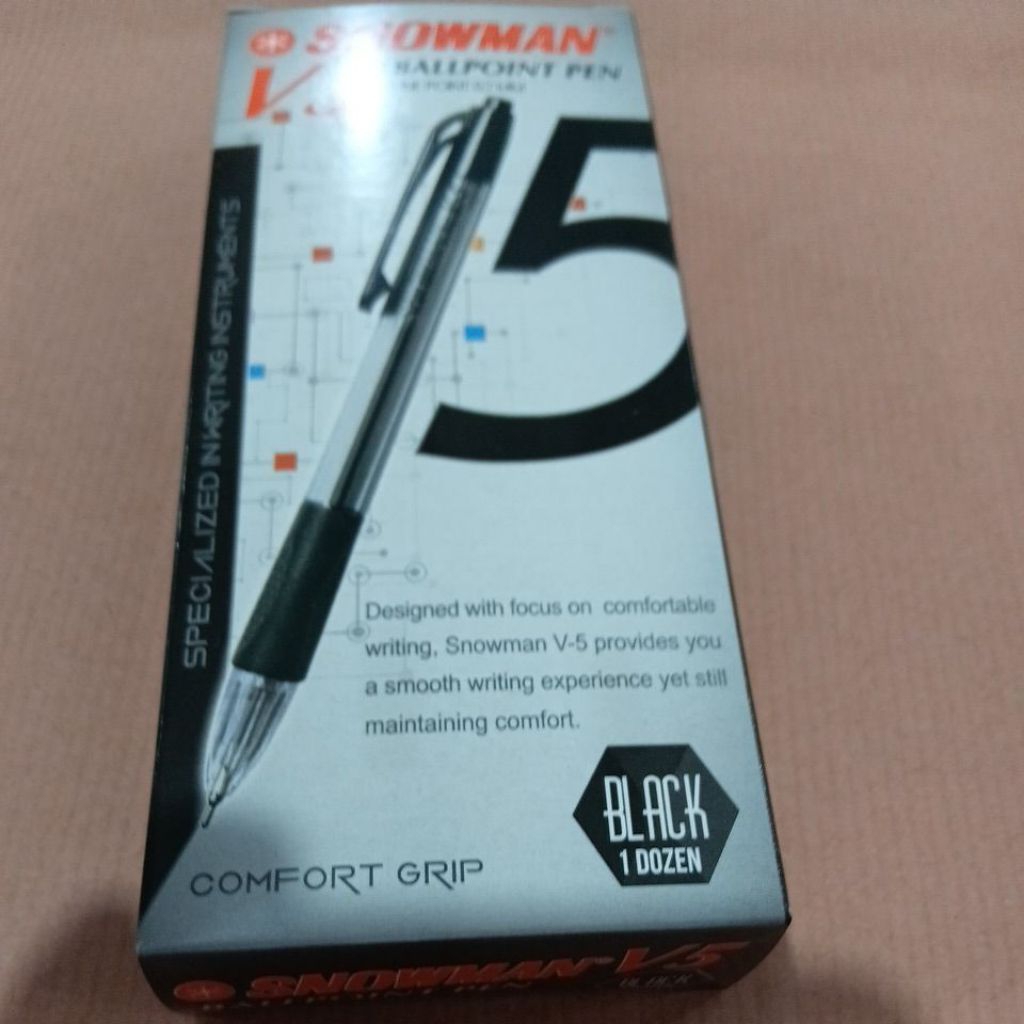 

Snowman V5 ballpoint pen fine point 0.7mm isi 12pcs hitam