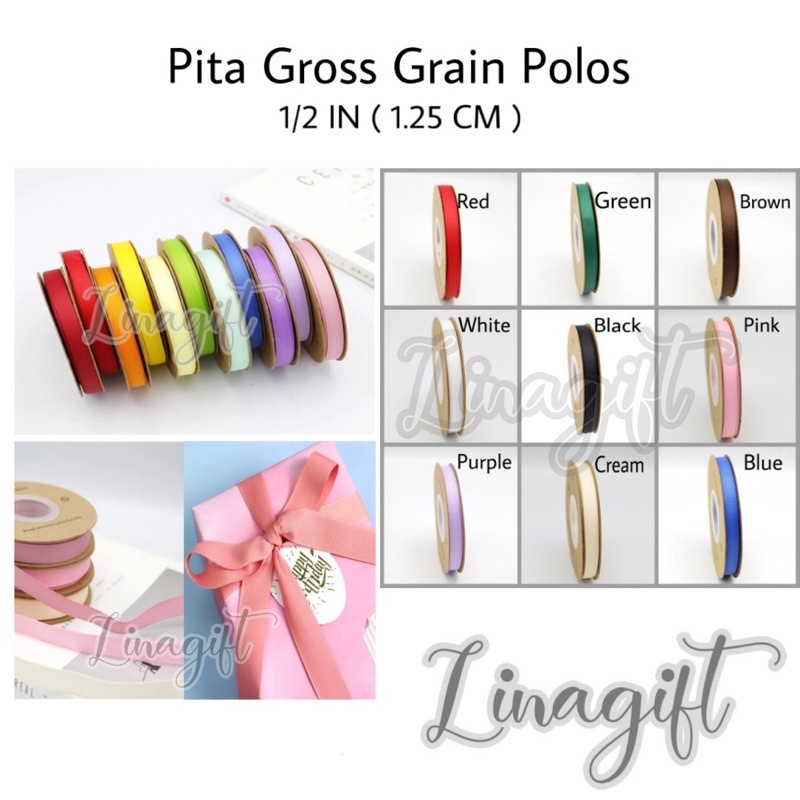 

( Rol 20 Yard ) PITA GROSS GRAIN POLOS 1/2 INCH 1.25 CM HIASAN HAMPERS SOUVENIR PARCEL