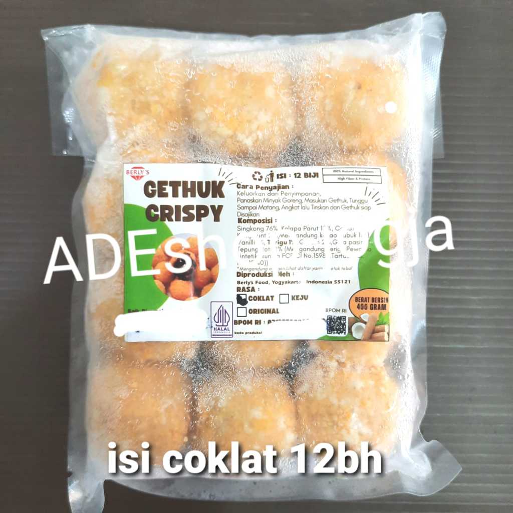 

gethuk crispy berlys 400 gr berly's rasa coklat isi 12 biji getuk frozen beku food yogyakarta