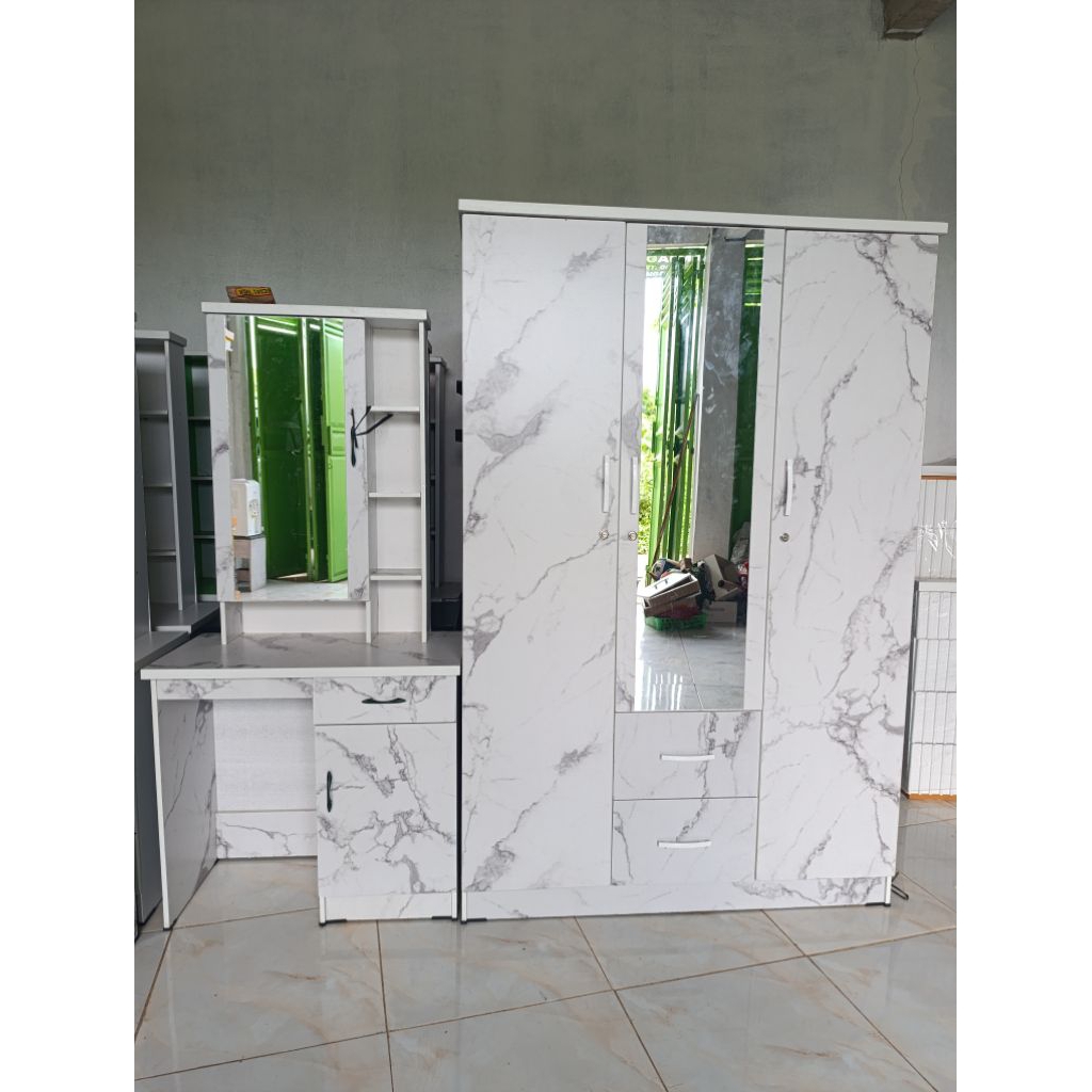 set lemari dan meja rias murah/paket serah/lemari pakaian dan meja rias aestetic