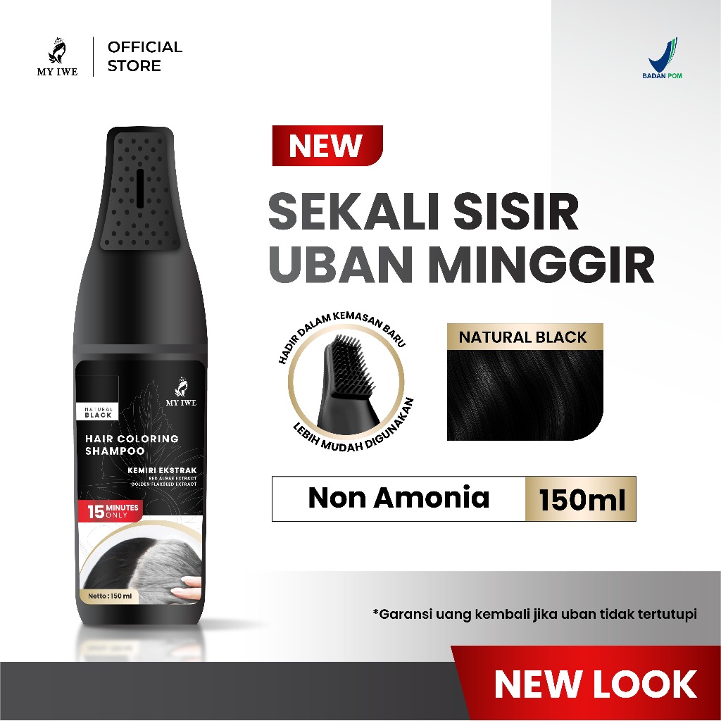 [NEW LAUNCH] Myiwe Hair Coloring Shampo Sisir – Shampoo Penghitam Rambut Uban