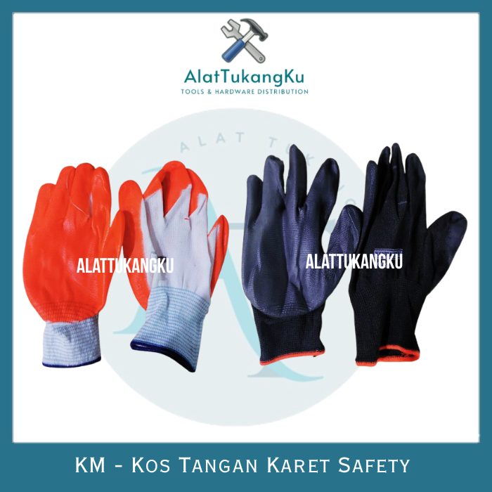 Kos Tangan Telapak Karet Safety / Sarung Tangan Kombinasi Kaos Lapis Karet / Kaos Tangan Pelindung
