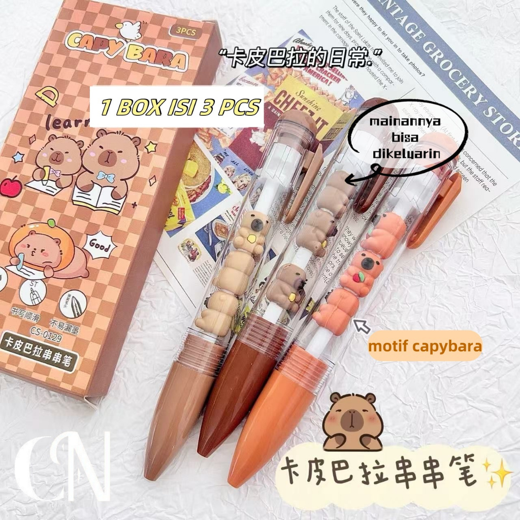 

3 PCS Pulpen Gel Capybara Bola Bola Mainan 0.5 mm Premium Bolpoin Set