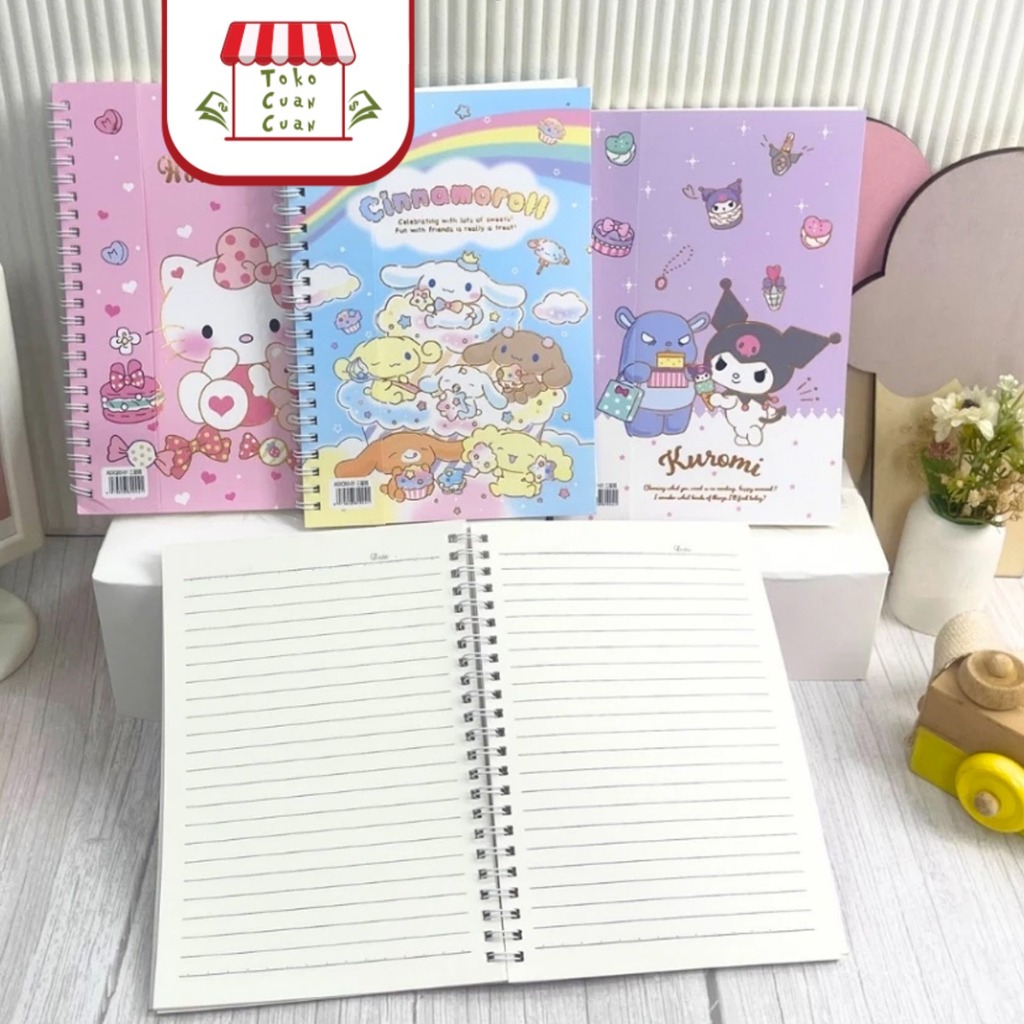 

TCC A5 Sanrio Notebook Bergaris Notebook Diary Book Binder Anak Buku Spiral