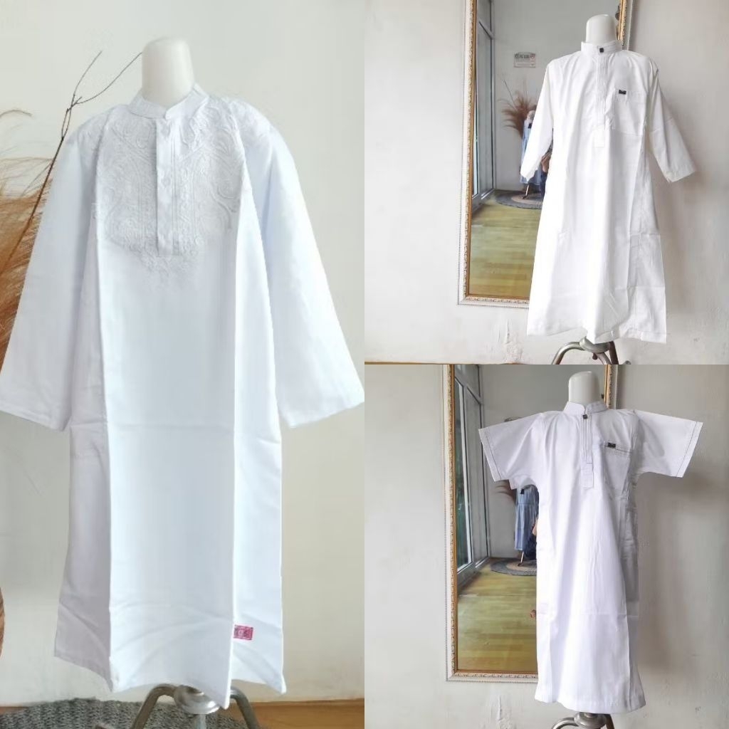 Koko Jubah Gamis Putih White Lengan Pendek dan Panjang Manasik TK SD SMP SMA Anak Cowok Laki Laki Co