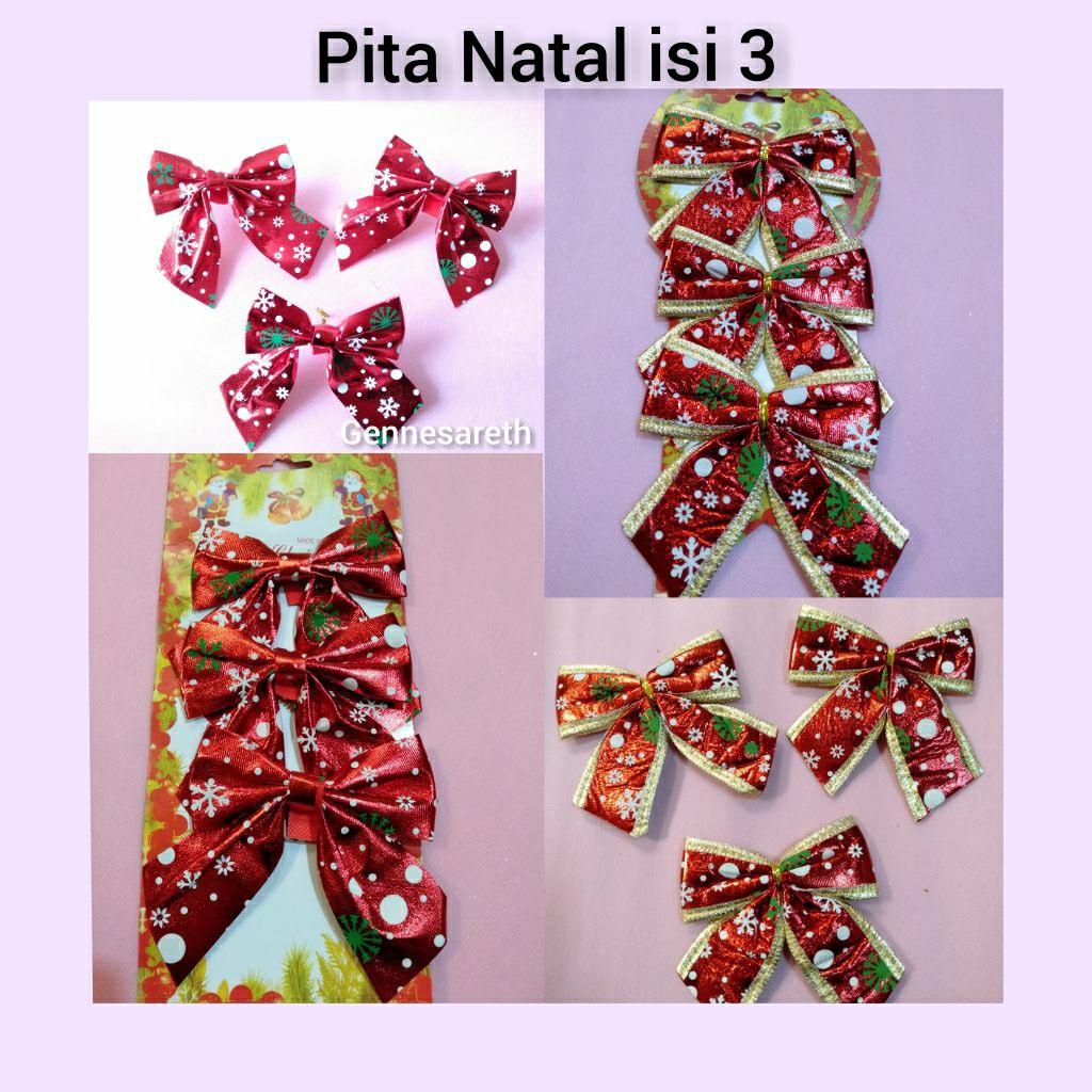 

Pita Natal isi 3 uk 11x12cm/Dekorasi Natal/Aksesoris Natal/Pita Pohon 90cm-150cm