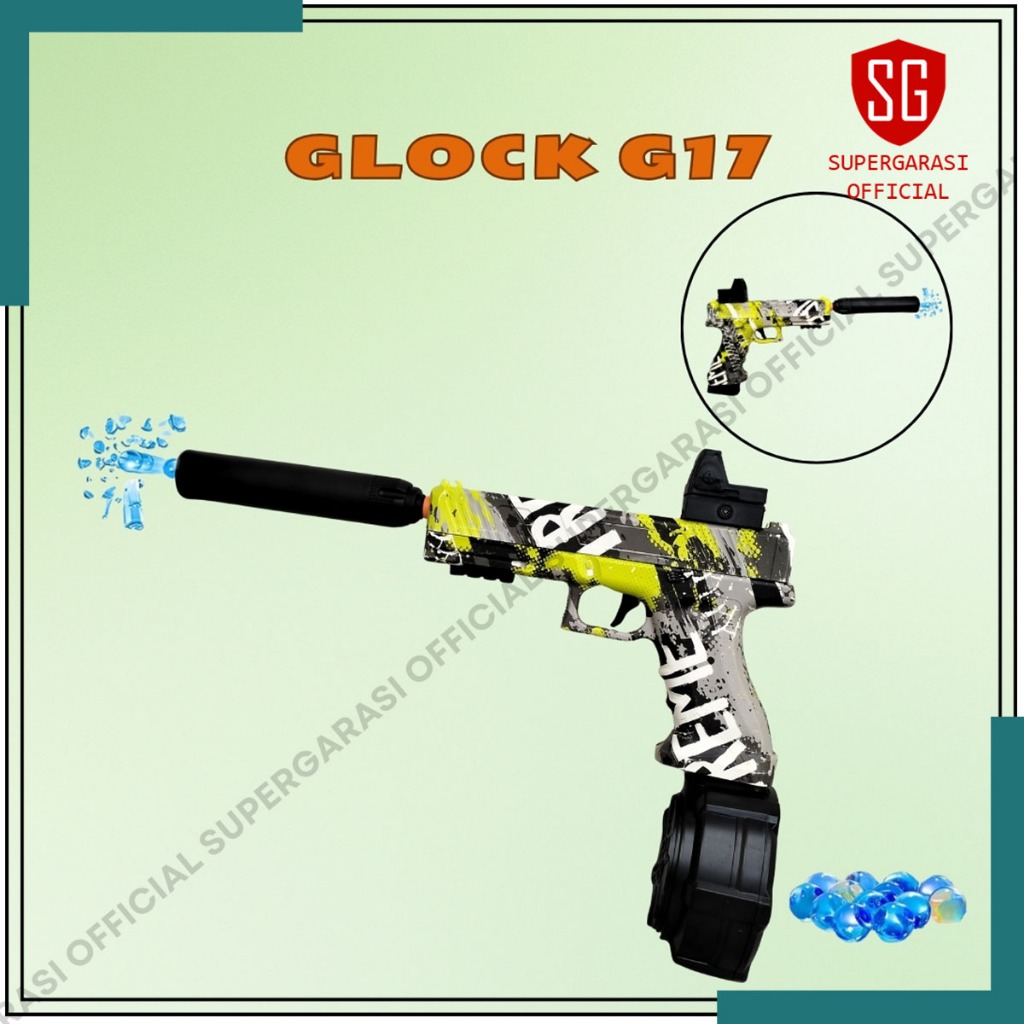 Mainan Tembakan Glock G17 Grafity WGB elektrik anak laki laki