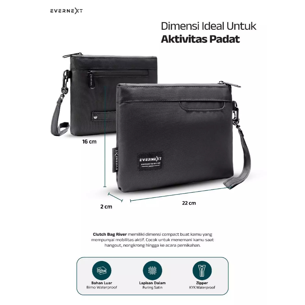 Evernext - Pouch Bag Tas Handbag Pria Waterproof / Tas Pria Multifungsi Anti Air