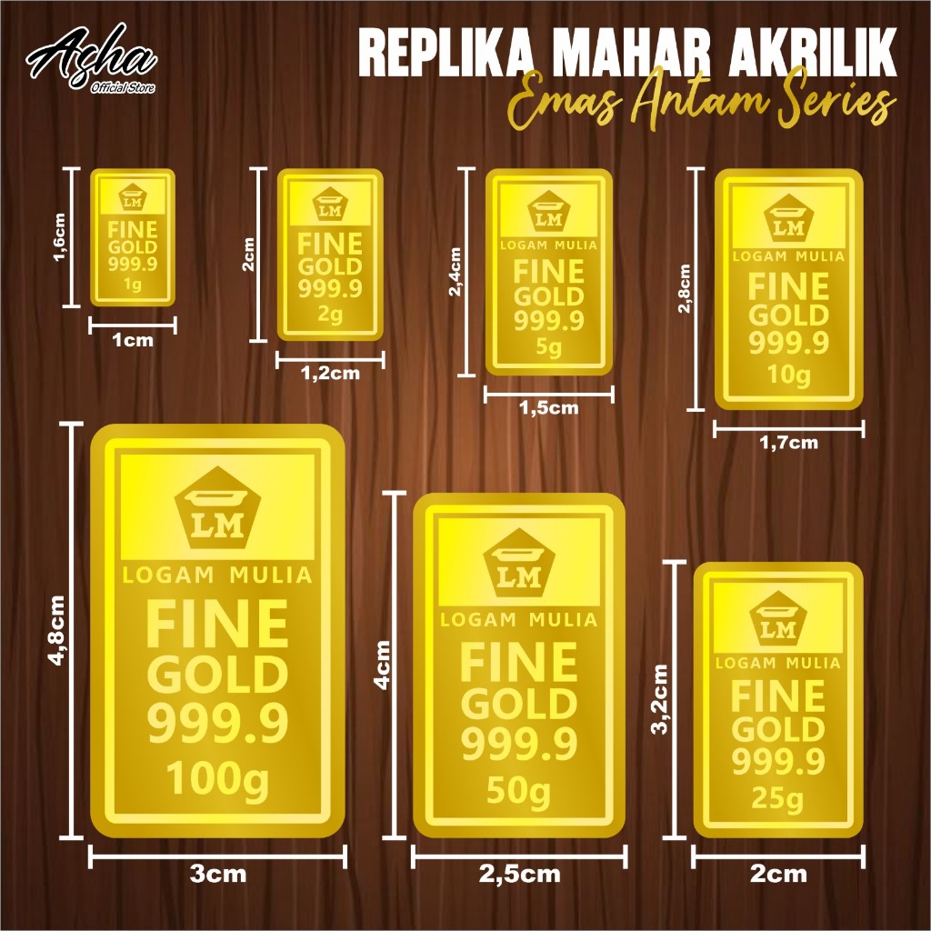REPLIKA EMAS ANTAM CUSTOM MAHAR - REPLIKA MAHAR AKRILIK MIROR GOLD EMAS BATANGAN