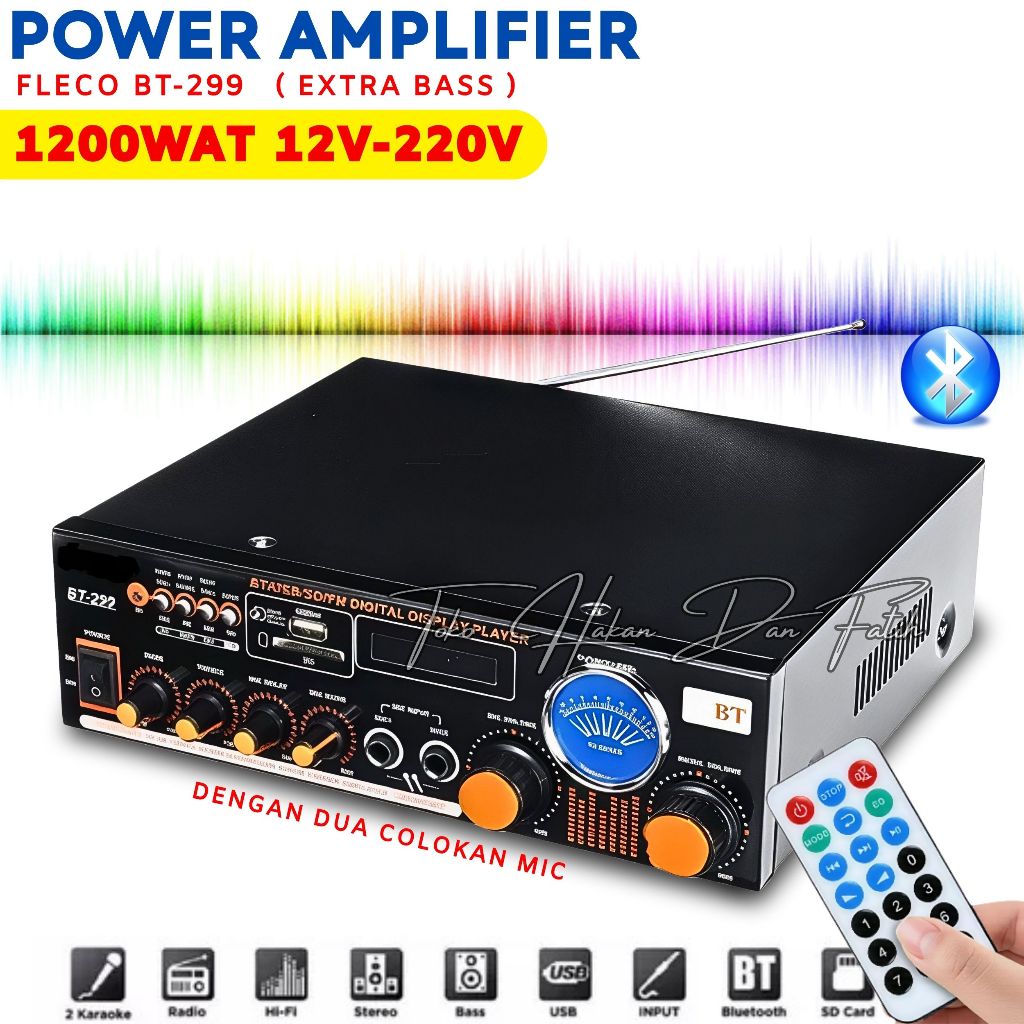 Power amplifier Bluetooth Fleco BT-299 Ampli Bluetooth BT 299 Ampli Karaoke Ampli Salon Aktif