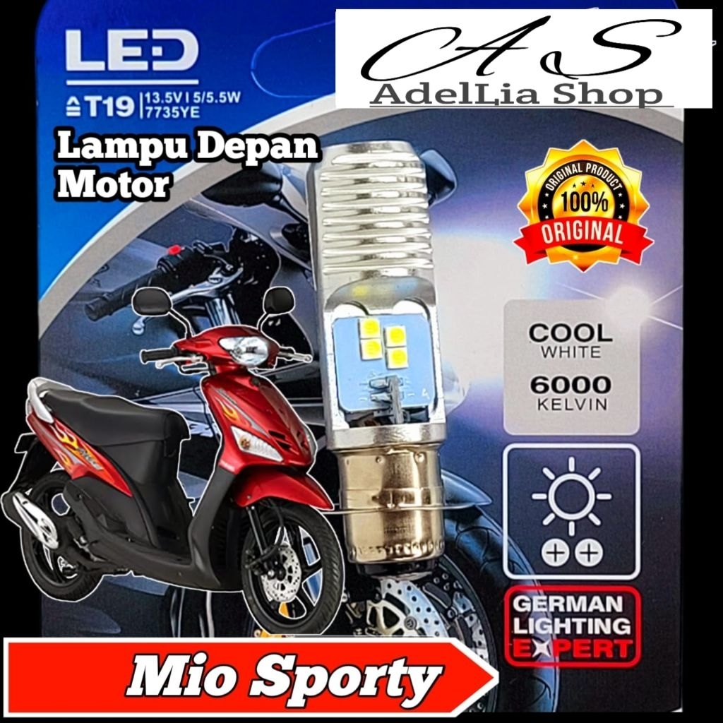 Lampu Depan Motor Yamaha Mio Sporty LED Putih Ac/Dc Pengganti Dop/Bohlam Standart WrT19