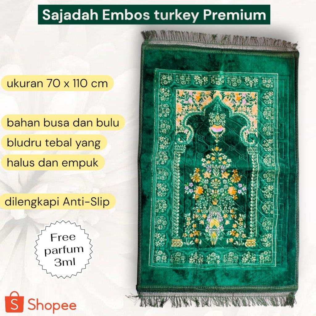 sajadah turki embos foam sajadah busa sajadah bulu bludru tebal anti-slip sajadah empuk 70 x 110 cm 