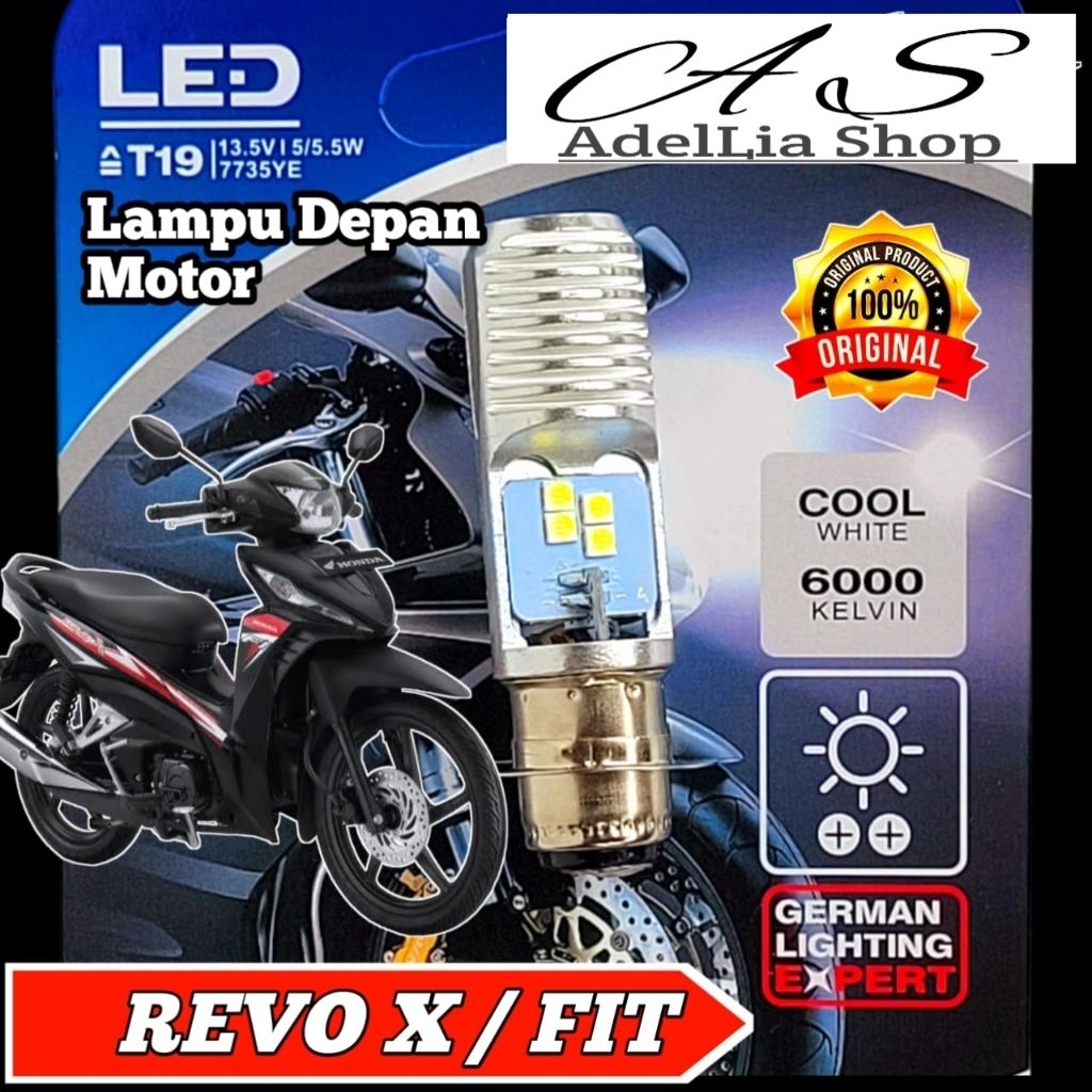 Lampu Depan Motor Honda Revo X / FIT  LED Putih Ac/Dc Pengganti Dop/Bohlam Standart WrT19