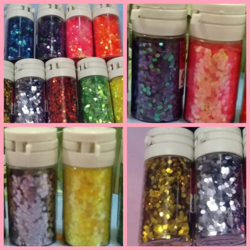 1 botol borci bulat / gliter bubuk / burci manik manik