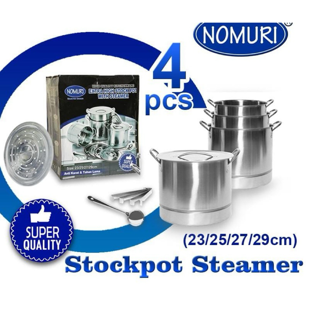 MATAHARI HOUSEWARE - PANCI TUTUP SET 4 STEAMER NOMURI / PANCI DENGAN STEAM TUTUP STAINLESS - PECAH B