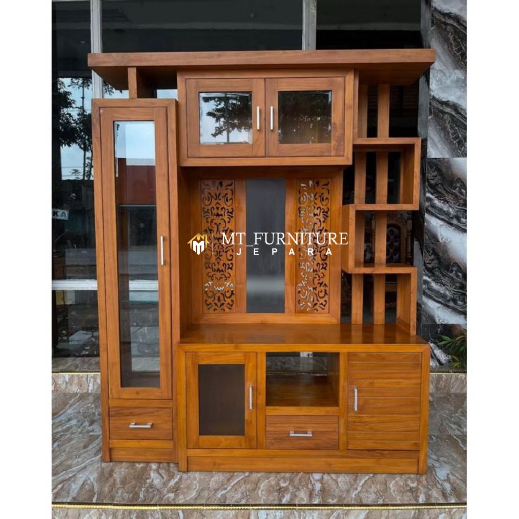 Buffet partisi sekat ruangan kayu jati Jepara