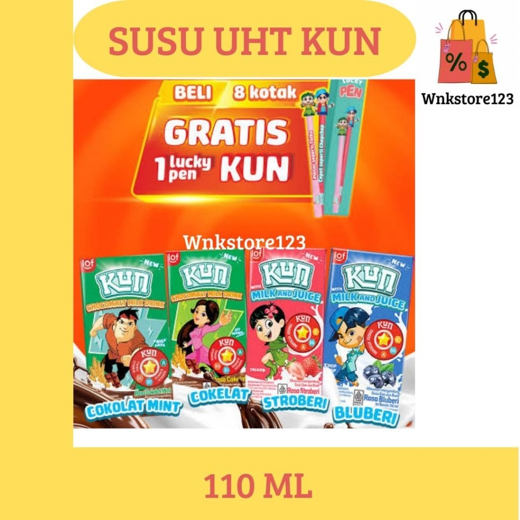

Kun susu UHT lofkun kemasan 110ml 1karton isi 40kotak