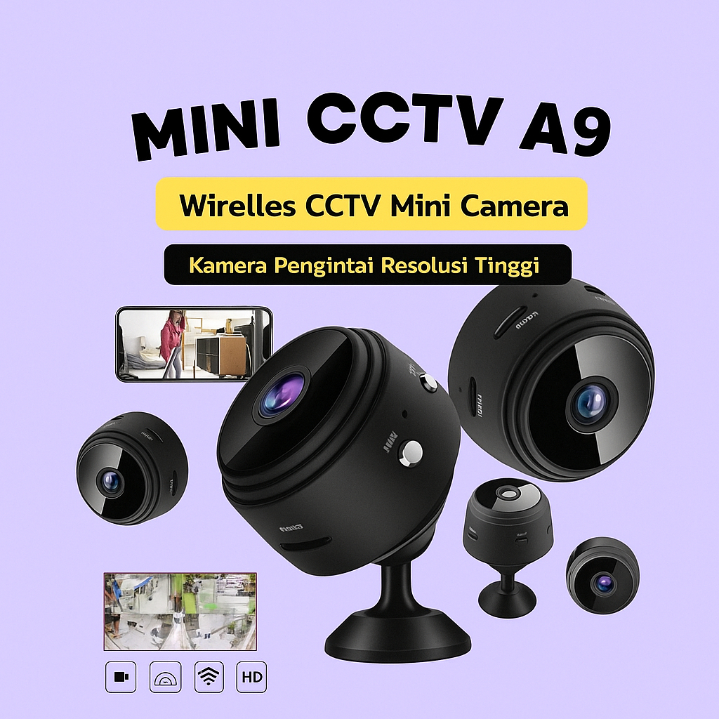 Mini CCTV A9 Kamera Pengintai Wireless Wifi – Kamera CCTV Mini HD, Night Vision & Motion Detection