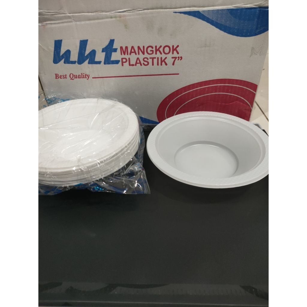 Mangkok Plastik Tebal Putih M7 (Isi 50pcs) / Mangkok Bakso Sekali Pakai