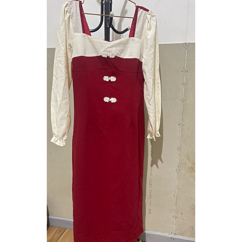 preloved - dress wanita / long dress wanita / dress lengan panjang / dress cheongsam