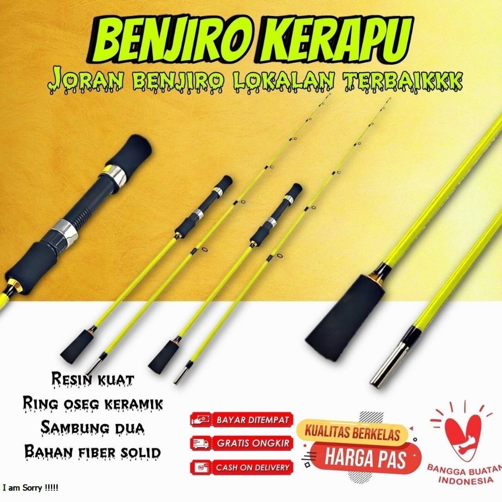 joran pancing jigging laut kaku kuat benjiro kerapu laut galatama fiber solid 150 165 180 cm