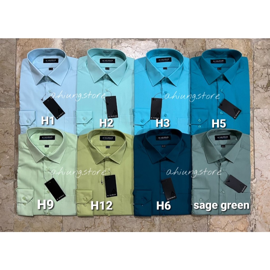 ALISAN REGULAR - KEMEJA POLOS LENGAN PANJANG PRIA WARNA H1 / H2 / H3 / H5 / H6 / SAGE GREEN