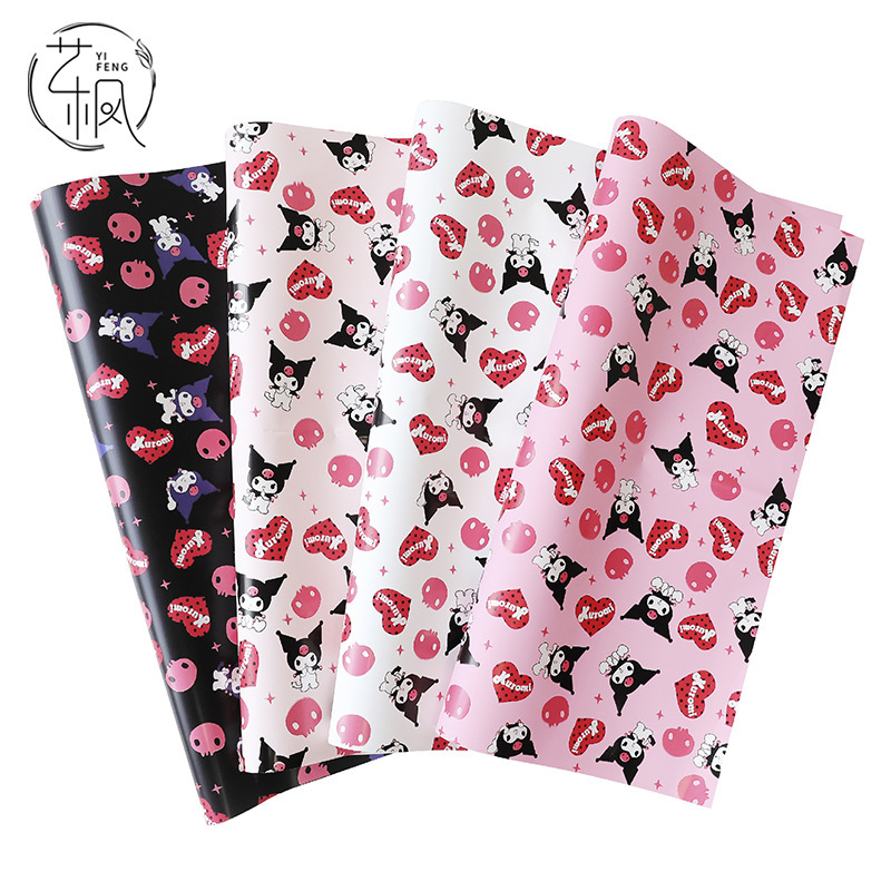 

20 LEMBAR Kertas Buket Bunga Kado Motif Karakter Kartun Anak Kuromi Lucu Cellophane Paper Florist Waterproof KB87