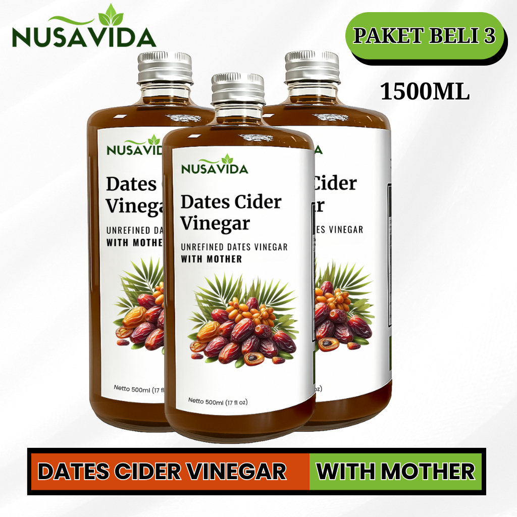 

Nusavida Cuka Kurma With Mother Original 1500 ML (Paket 3 Botol)