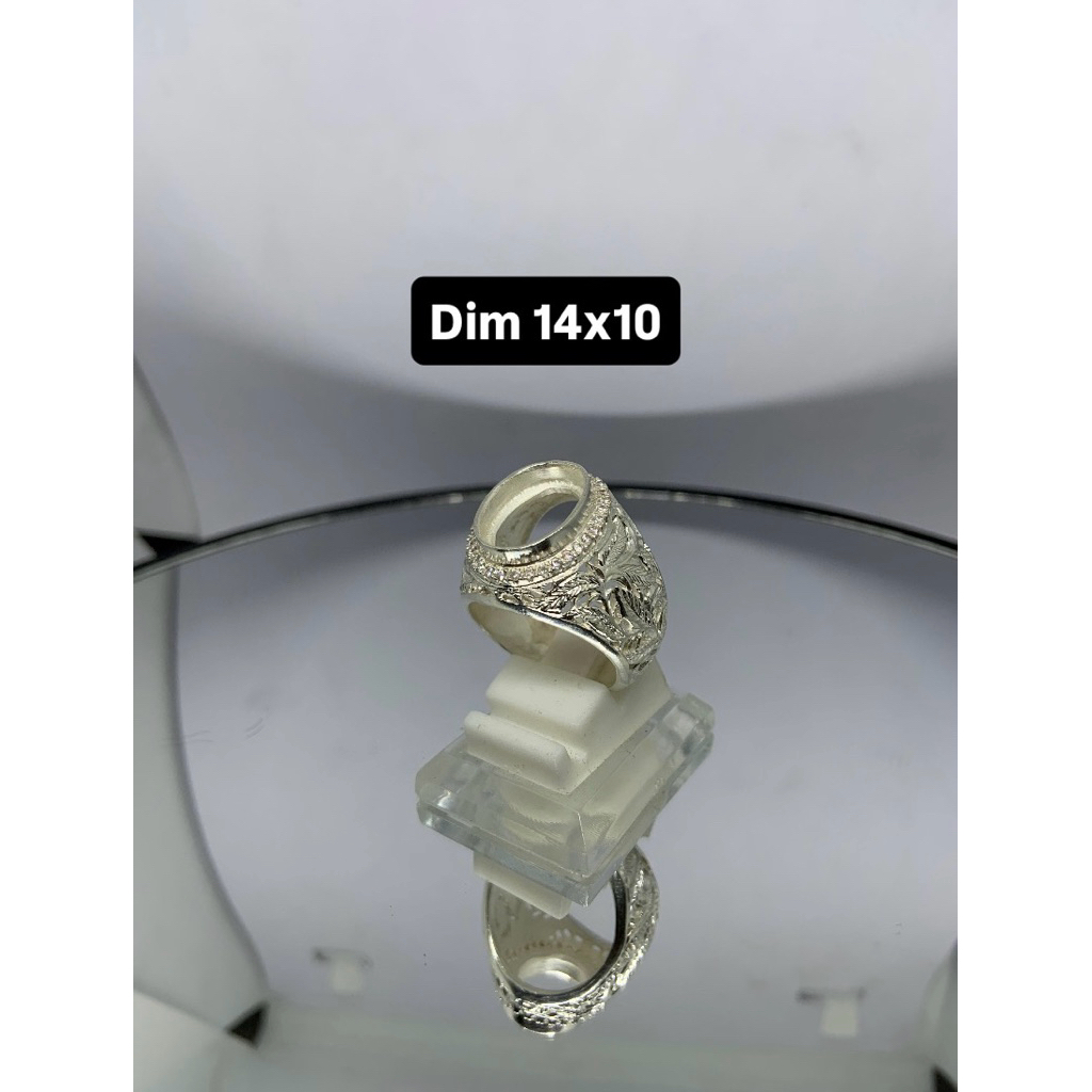 Syahira Silver Ring Perak 925 Dim 16x12 Model Ukir Zircon