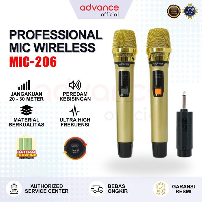 MIC-206  Advance Mic Wireless Bisa Di Charger Bisa Untuk Semua Speaker BATAM