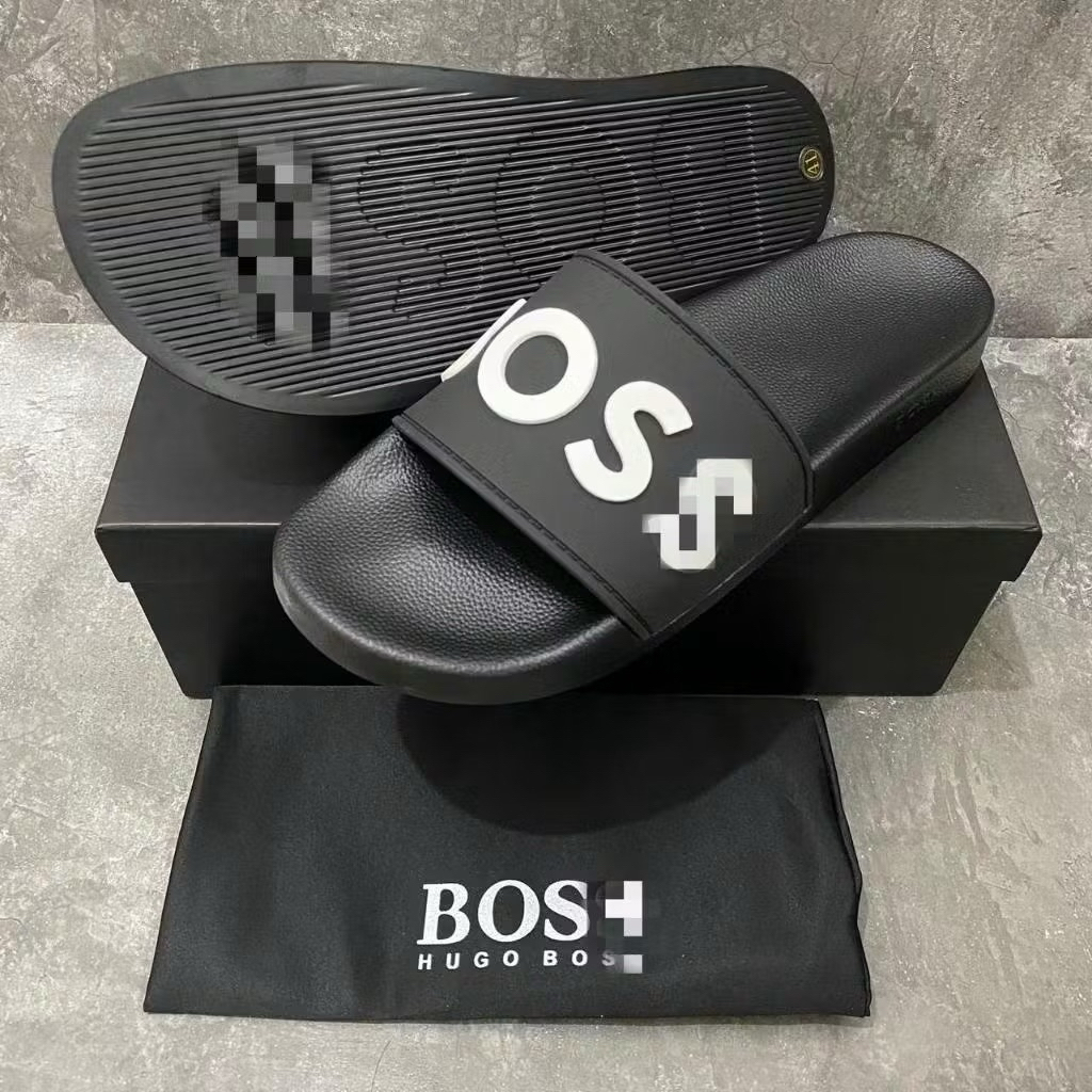 sandal slip on miror hitam putih fre bok