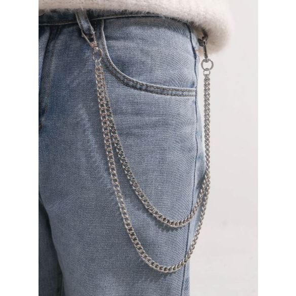 Celana rantai Minimalis Pria kasual / Kalung Rantai Celana Pria Motif Rantai sisik Oval 2 layer