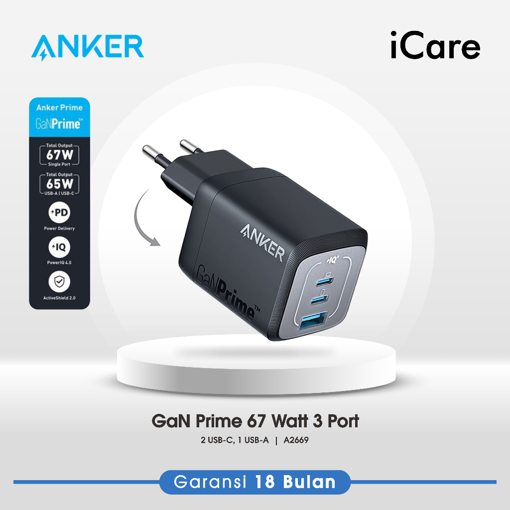 Anker GaNPrime 67W Fast Charger 3 Ports A2669