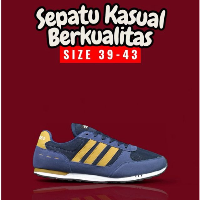 Sepatu Adidas Neo City Racer Navy Brown Bahan Canvas Unisex Pria Wanita BNIB