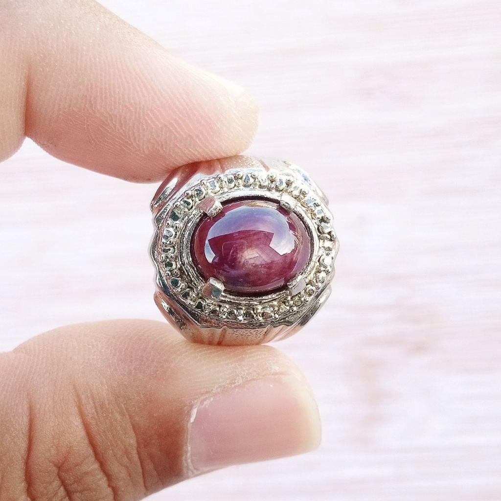 Cincin Batu Natural Red Ruby Star Mozambique 03