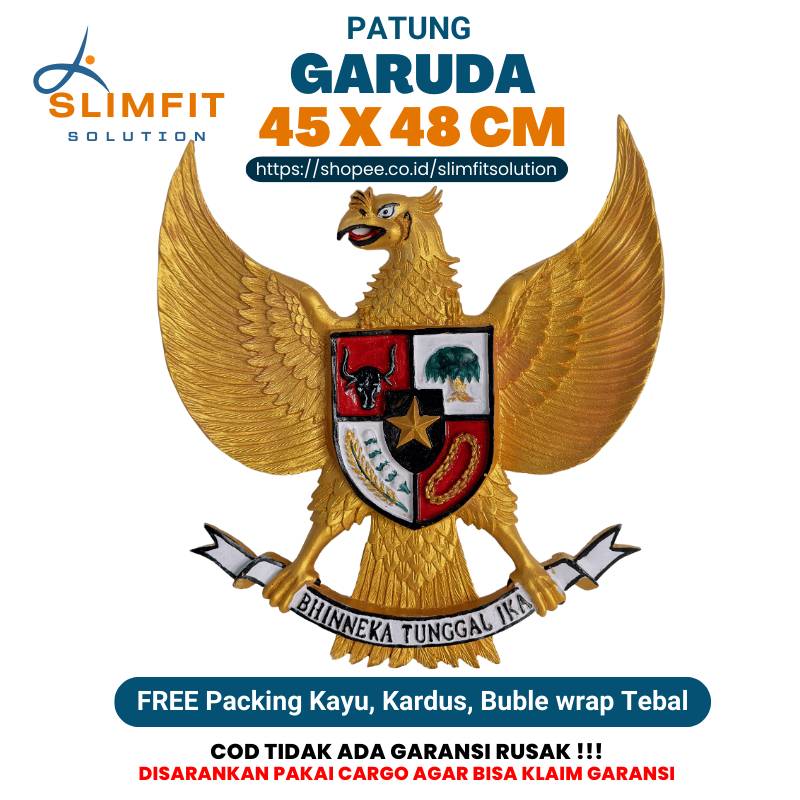 Hiasan Pajangan Patung Lambang Burung Garuda Pancasila Indonesia 45X48 DATAR 3D Tempel Gantung Dekor