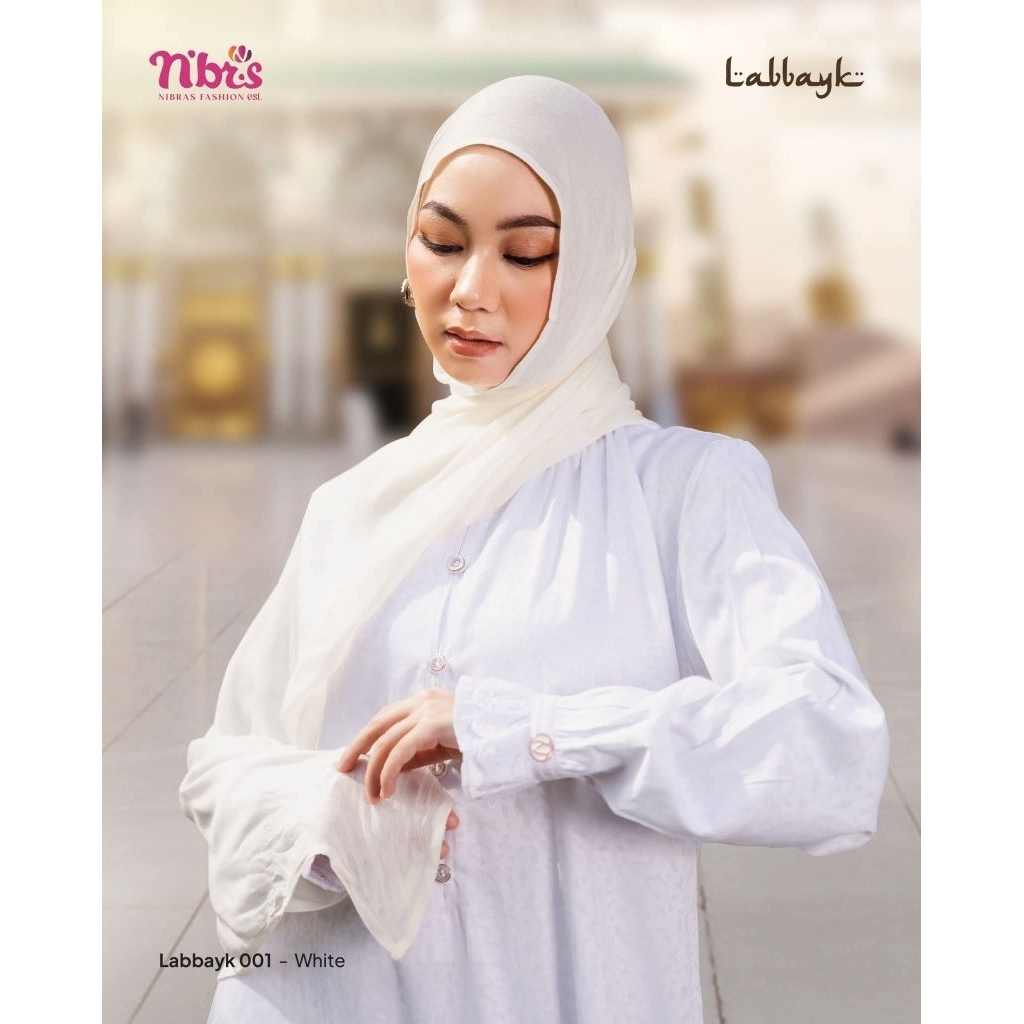 Gamis Putih Nibras I Labbayk 001I Gamis Putih Umroh I Gamis White Polos I Gamis Putih Dewasa