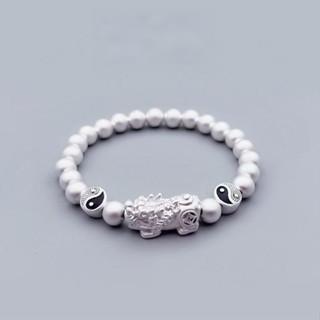 999Gelang Perak Metode Kuno Perak Murni untuk Pria dan Wanita Gelang Pasangan Retro Tali Elastis Gel