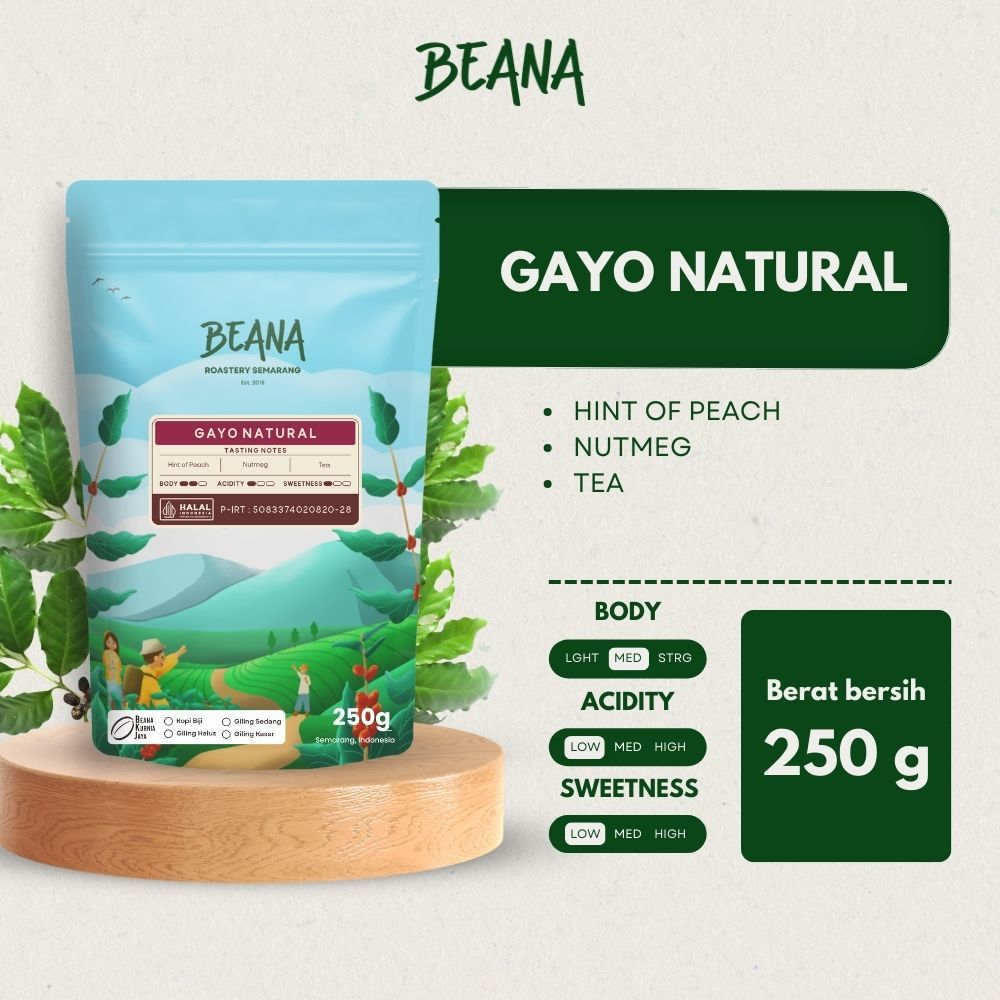 

Beana Roastery - Arabica Gayo Natural Coffee Roasted Beans | Biji Kopi Bubuk 250gr