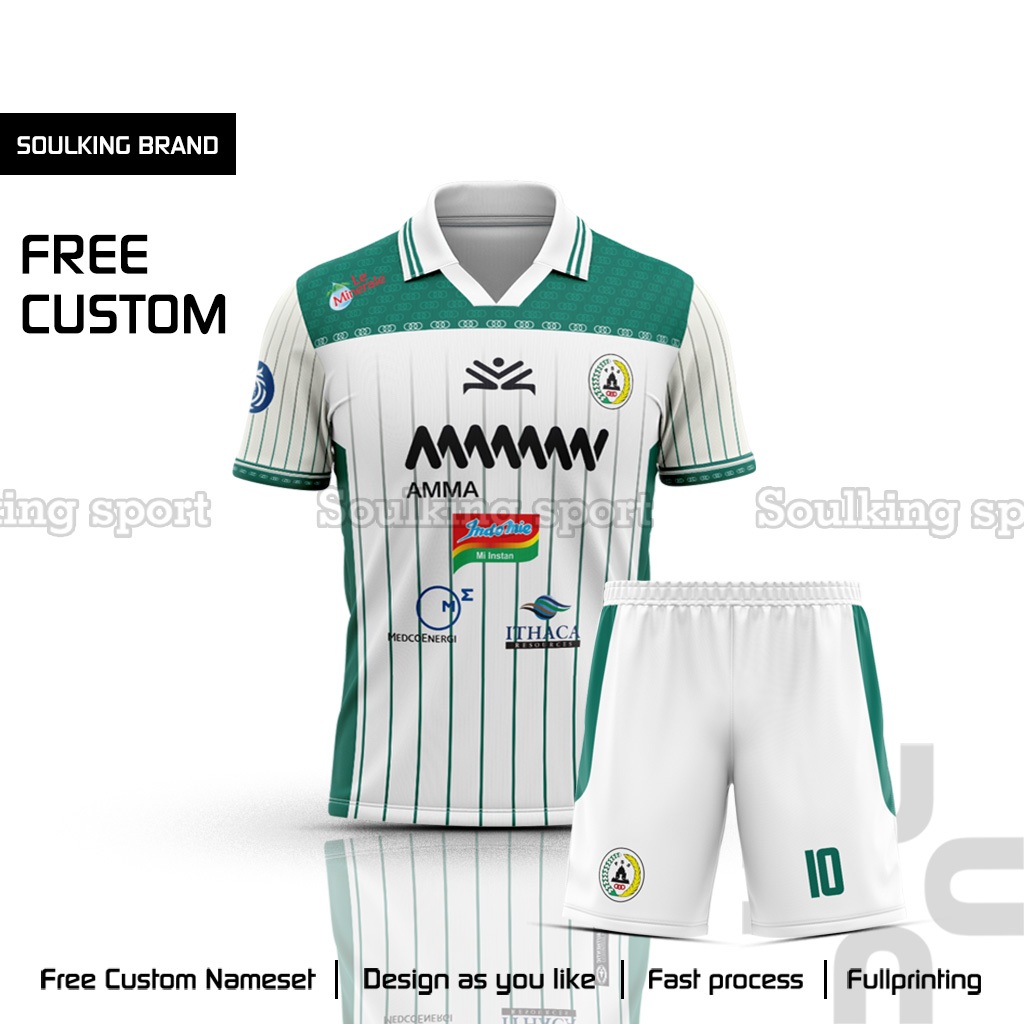 Baju Bola PSS Sleman 2025 Home Away Third Liga 1 Indonesia Free Custom Nama Warna Putih Hijau Hitam